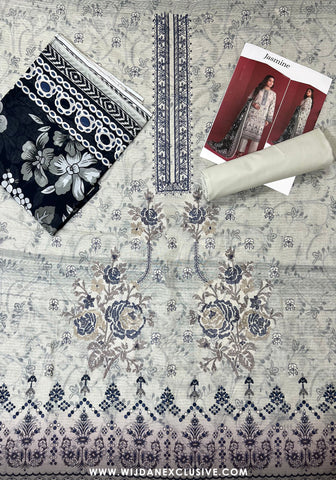 Jasmine Unstitched Doriya Digital Embroidered Lawn - 2025 by Wijdan D-05