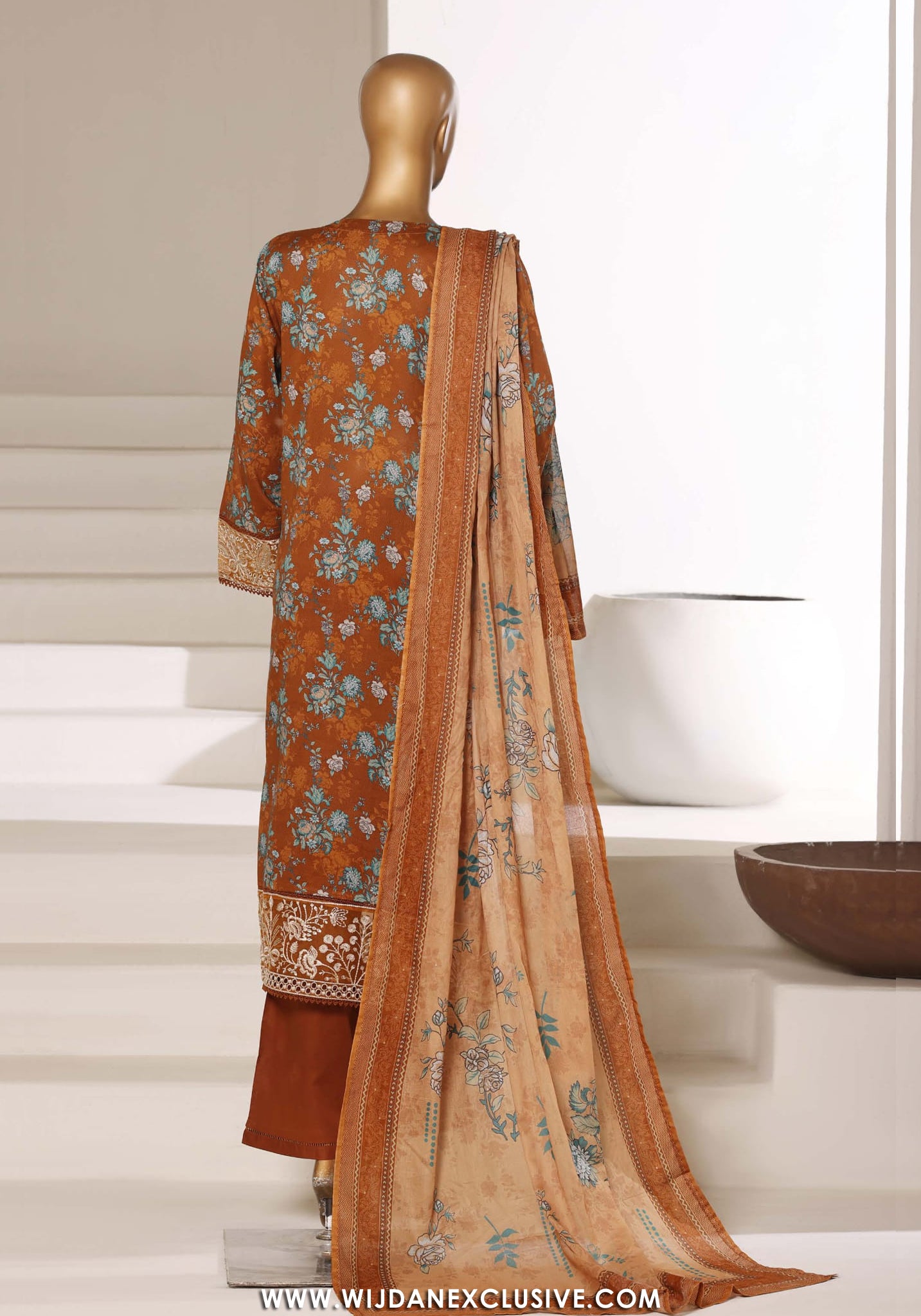 Sadabahar Signature Stitched Embroidered Lawn Collection - 2026 (RUST)