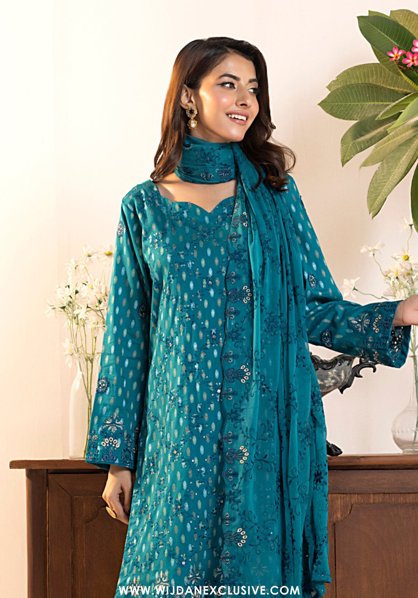 Tanisha by Wijdan | Unstitched Luxury Embroidered Broshia Cotton Collection - 2026 (D-06)