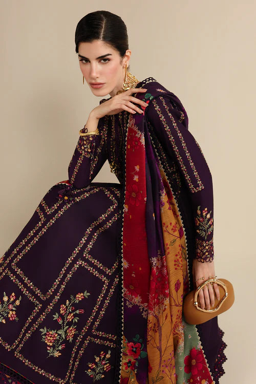 Iris by Jazmin | Unstitched Embroidered Luxury Lawn Collection - 2026 (D-06)