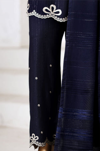 Vybe by Sadabahar | Stitched 3PC Dhanak Co-Ords Collection - 2025 (NAVY-BLUE)