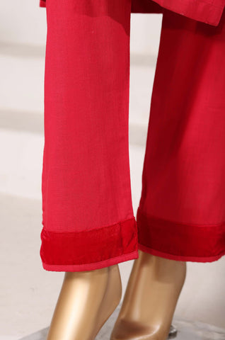 Sadabahar Stitched Cross Texture with Velvet Winter Collection - 2025 (RED)