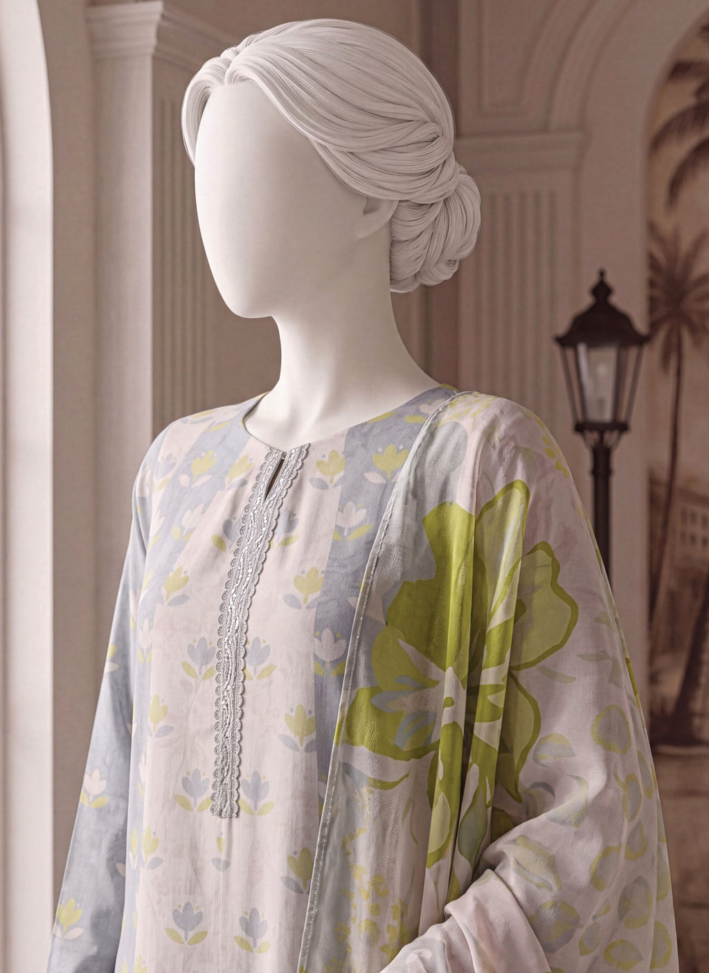 A Flowy Cut by HZ Textile | Stitched Printed & Emb Silk Collection'26 (D-06)