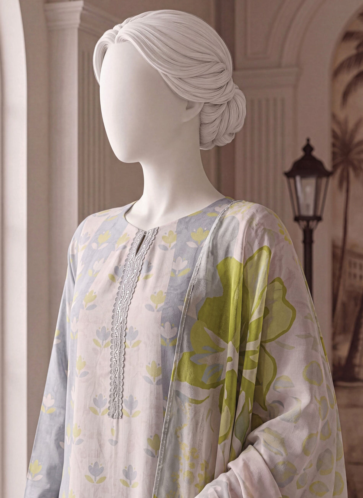 A Flowy Cut by HZ Textile | Stitched Printed & Emb Silk Collection'26 (D-06)