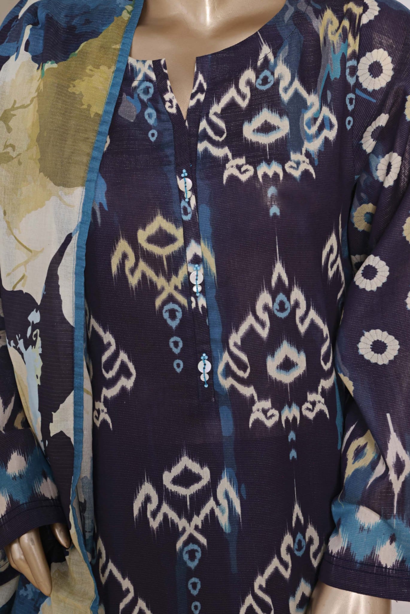 Sadabahar Stitched Printed Shimmered Cambric Summer Collection - 2025 (Dark Blue)