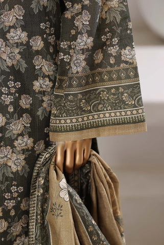 Sadabahar Stitched Printed Khaddar Shimmer Collection - 2025 (GREEN FLORAL)