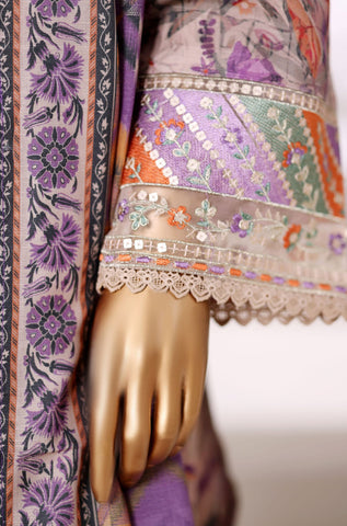 Malika by Sadabahar | Stitched Embroidered Khaddar Collection - 2025 (LILAC)
