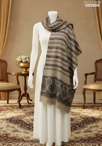 Wijdan Wool Printed Women's Shawl Collection - 2025 (TAN)
