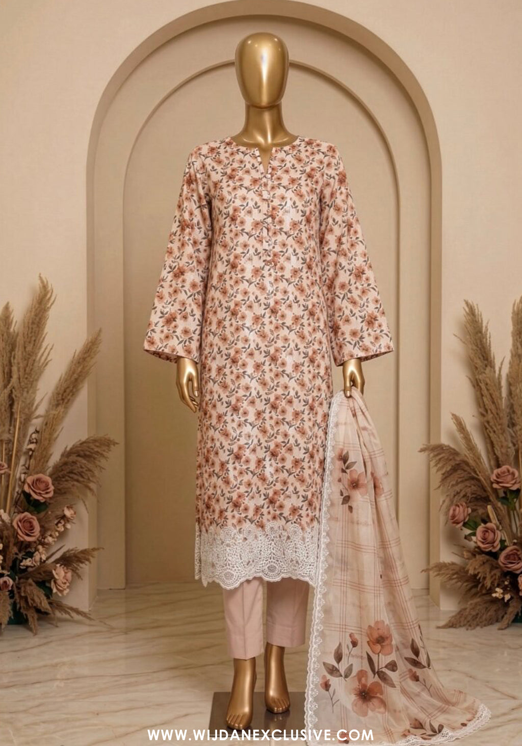 Libas e Khas 3pc Unstitched Embroidered Lawn Collection - 2026 (D-06)