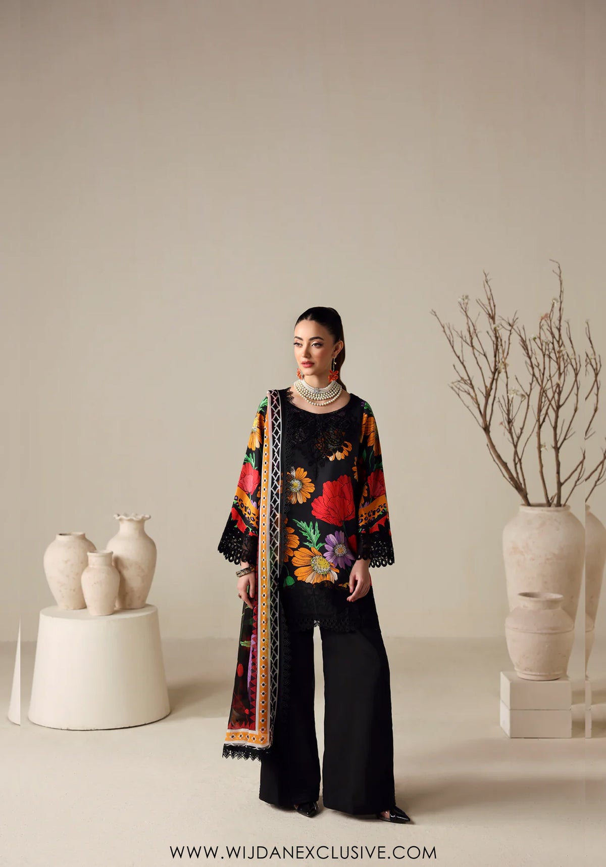 Zyrah by Naqsh | Unstitched Fall Winter Collection - 2025 BLOOM BLACK - 00184