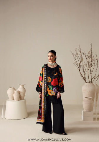 Zyrah by Naqsh | Unstitched Fall Winter Collection - 2025 BLOOM BLACK - 00184
