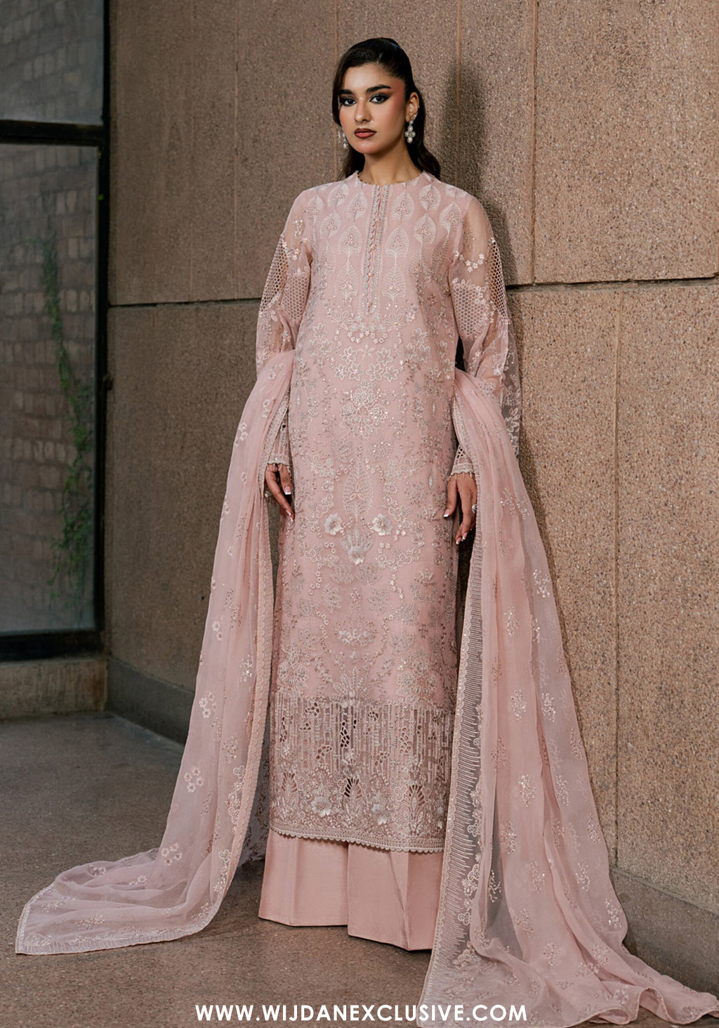 Lazawal by Lamisah | Unstitched Embroidered Formal Chiffon Collection - 2026 (PINK BLOSSOM)