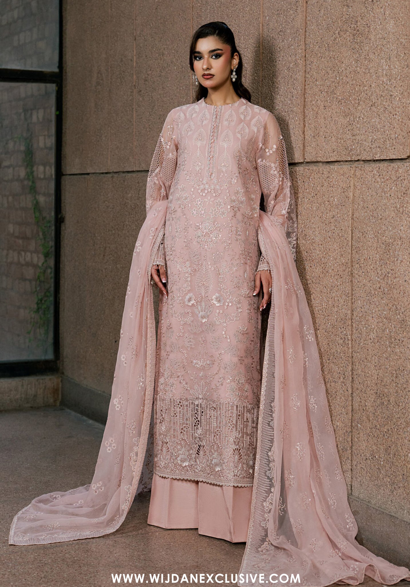 Lazawal by Lamisah | Unstitched Embroidered Formal Chiffon Collection - 2026 (PINK BLOSSOM)