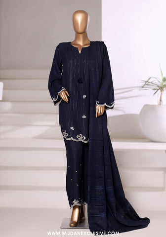 Vybe by Sadabahar | Stitched 3PC Dhanak Co-Ords Collection - 2025 (NAVY-BLUE)
