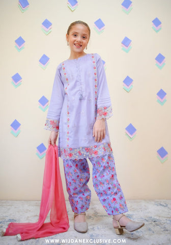 Shanzey Stitched Kids Embroidered Farshi Edit - 2025 (BRIGHT LILAC)