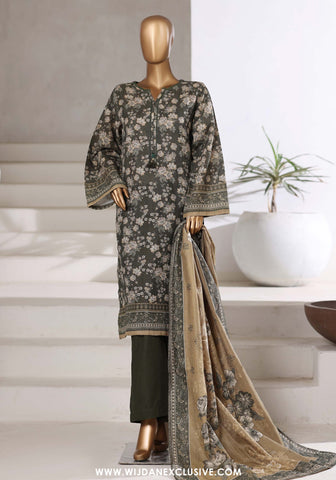 Sadabahar Stitched Printed Khaddar Shimmer Collection - 2025 (GREEN FLORAL)