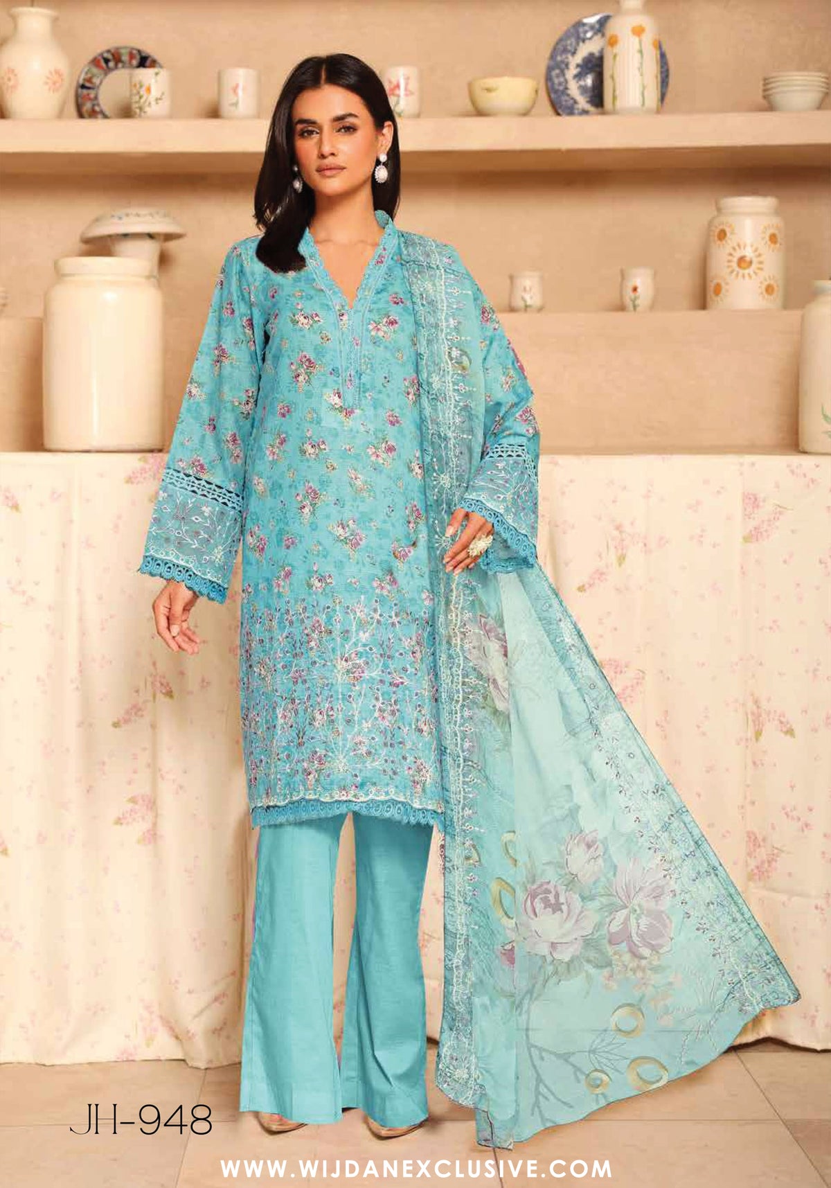Aleeha Unstitched Embroidered Lawn Chikankari Collection - 2025 by Johra JH-948