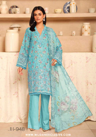 Aleeha Unstitched Embroidered Lawn Chikankari Collection - 2025 by Johra JH-948