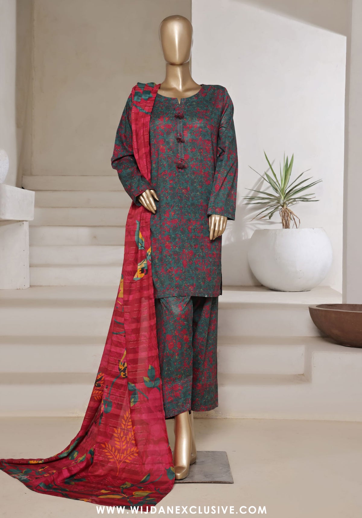 Sadabahar Stitched Printed Cotton Farshi Shalwar Collection - 2025 Vol-02 (Grey)