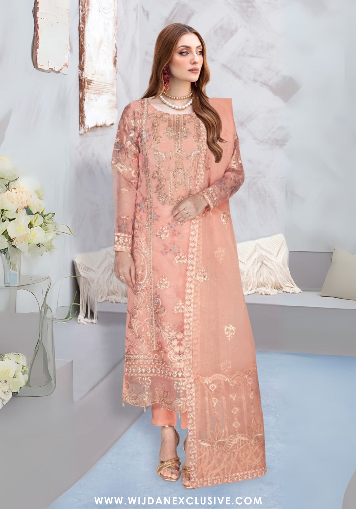 Ramsha Unstitched Embroidered Organza Collection - 2025 WE-421