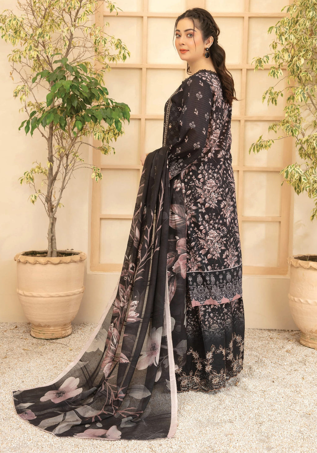 Plazo Digital Printed Bana Doria Lawn Collection by Abisha D-06