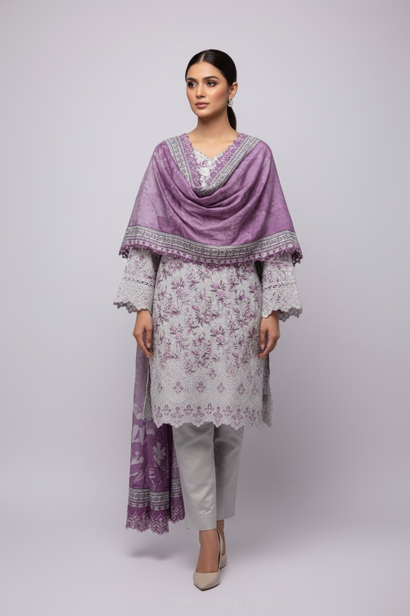 Bin saeed Unstitched Embroidered Vol-02 Collection - 2026 (D-07)