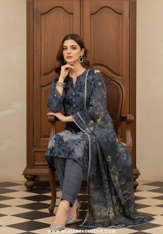Amarah by Wijdan | Unstitched Embroidered Viscose Self Collection - 2025 (GREY)