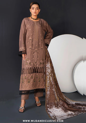 Palachi Unstitched Luxurious Embroirdered Winter Collection - 2025 (Brown)
