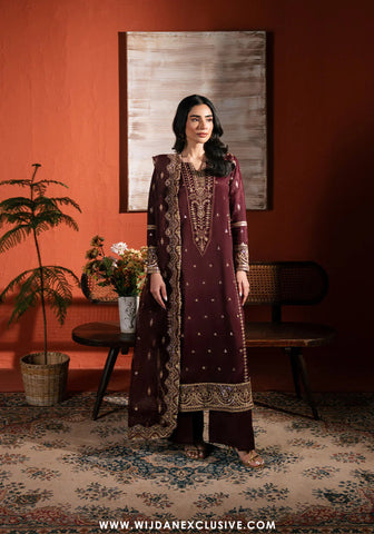 Neeshay Stitched Raw Silk Collection - 2025 RS-05 MAHROON