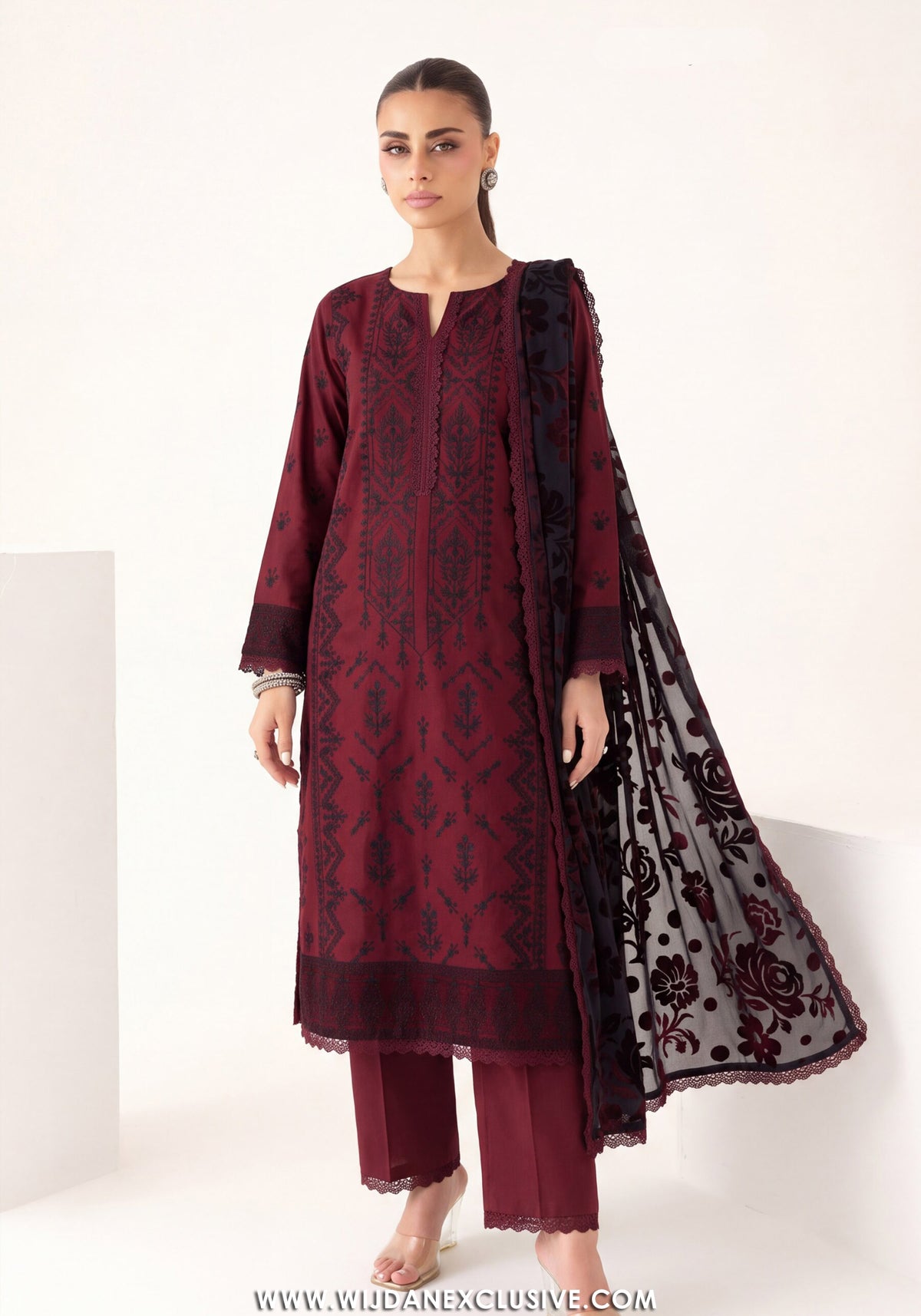 Saffron by Wijdan | Unstitched Embroidered Luxury Palachi Collection'26 (D-2546)