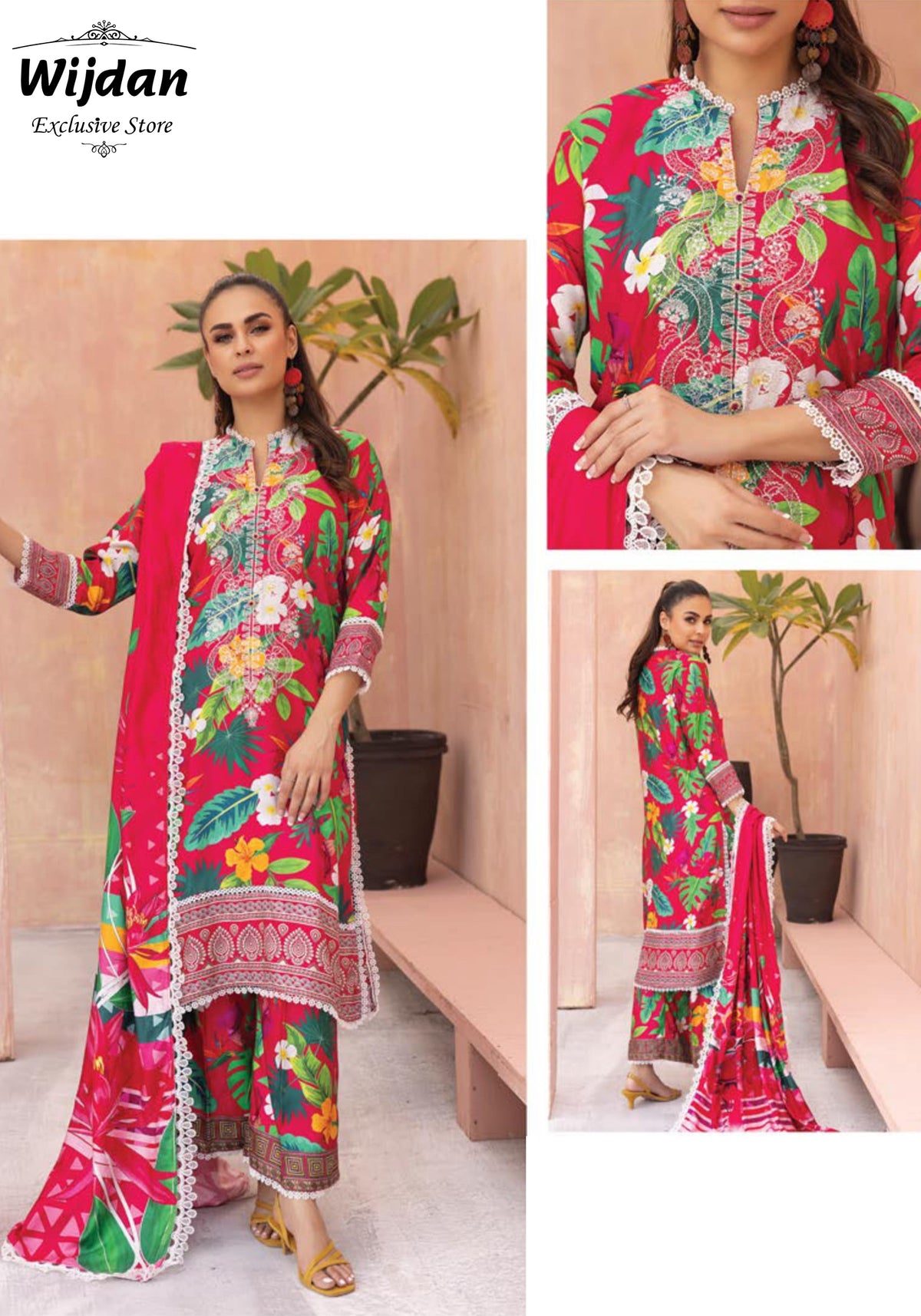 RangNagar Embroidered Printed Slub Wool Collection'24 by NUR RN-06