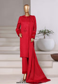 Sadabahar Stitched Cross Texture with Velvet Winter Collection - 2025 (RED)
