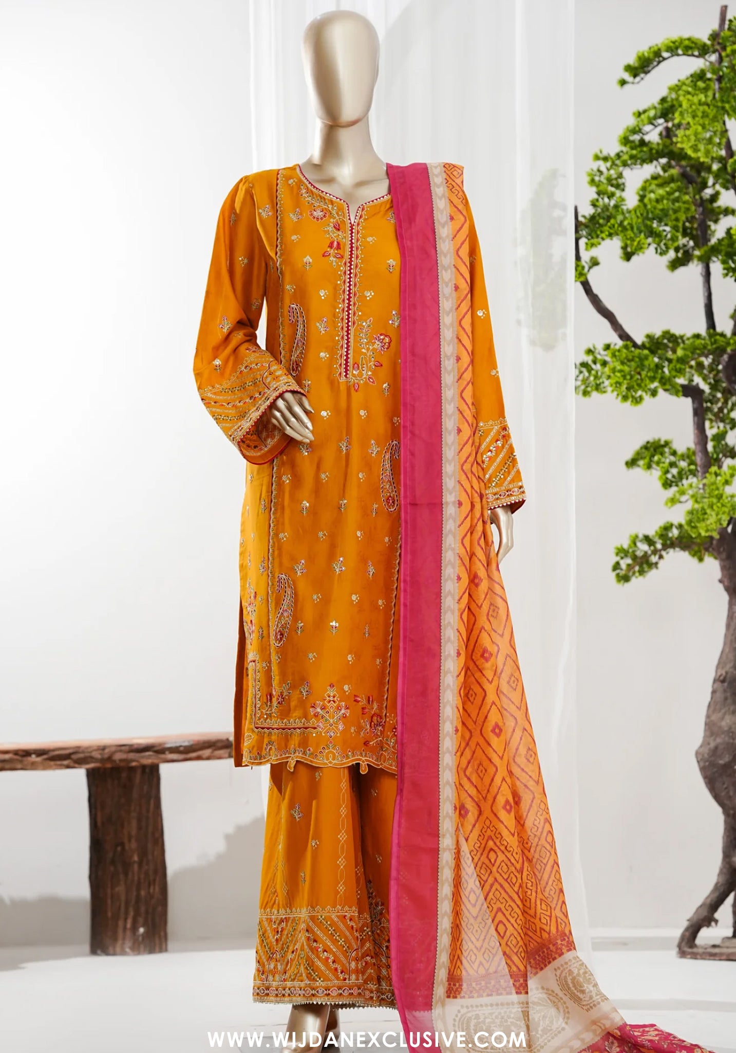 Bin Saeed Stitched 3pc Luxury Embroidered Jacquard Collection - 2026 (D-08)