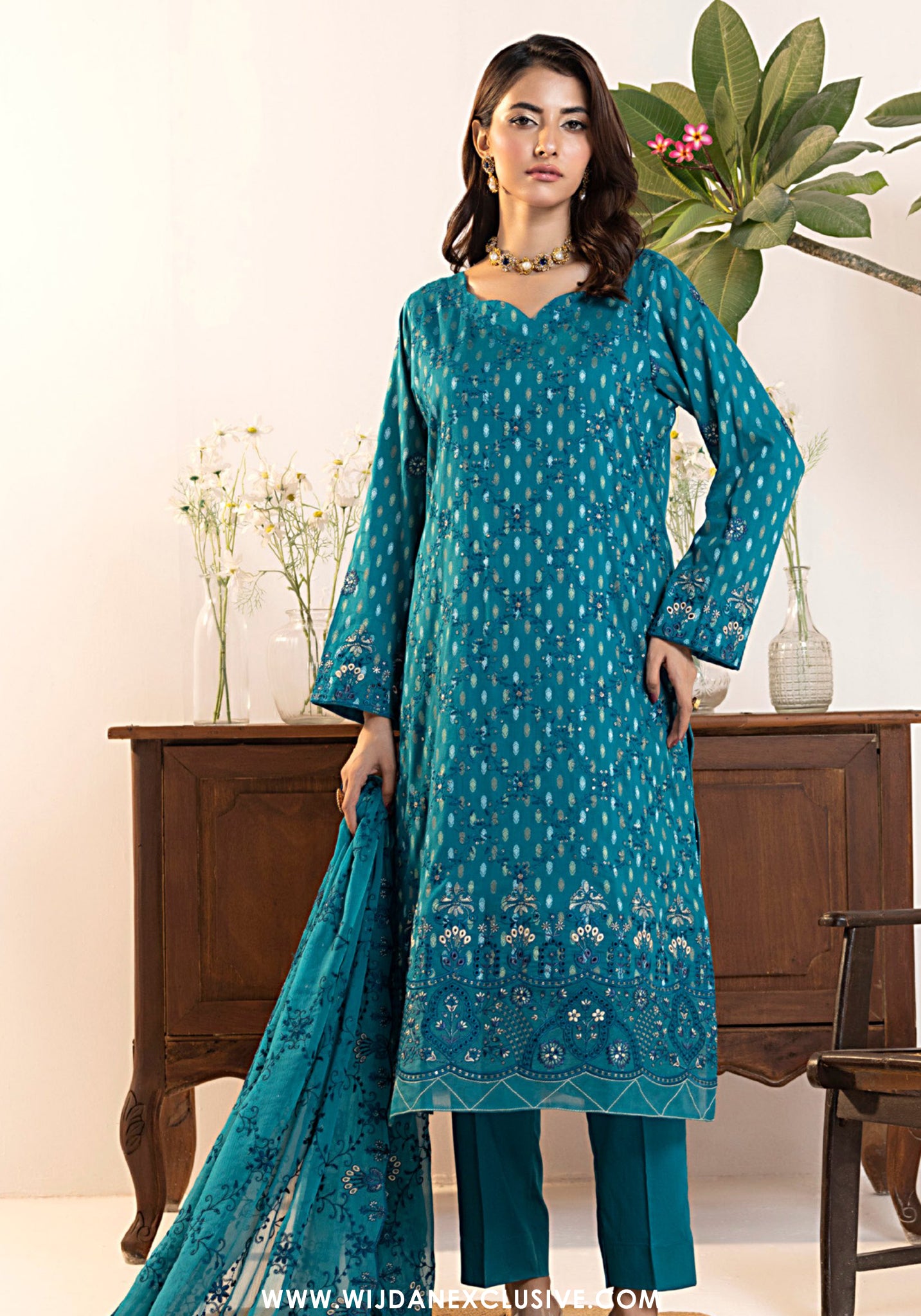 Tanisha by Wijdan | Unstitched Luxury Embroidered Broshia Cotton Collection - 2026 (D-06)