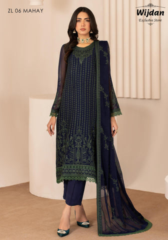 Thread Works Un-Stitched Chiffon Edit'24 by Zarif ZL-06 Mahay