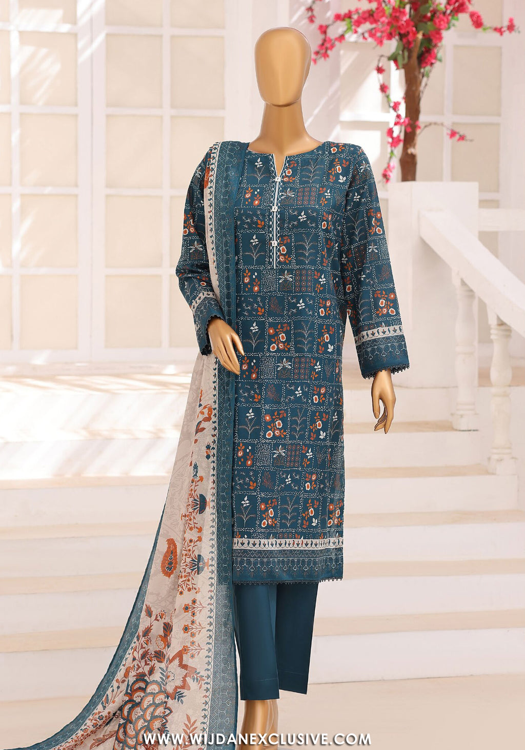 HZ Unstitched Platinum Floral Printed Lawn Collection - 2026 (D-06)