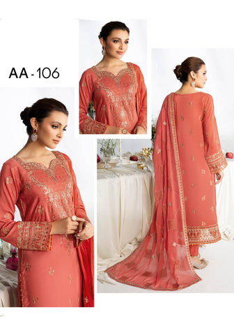 Aangan Luxury Raw Silk Collection'24 Vol-01 by Ramsha AA-106