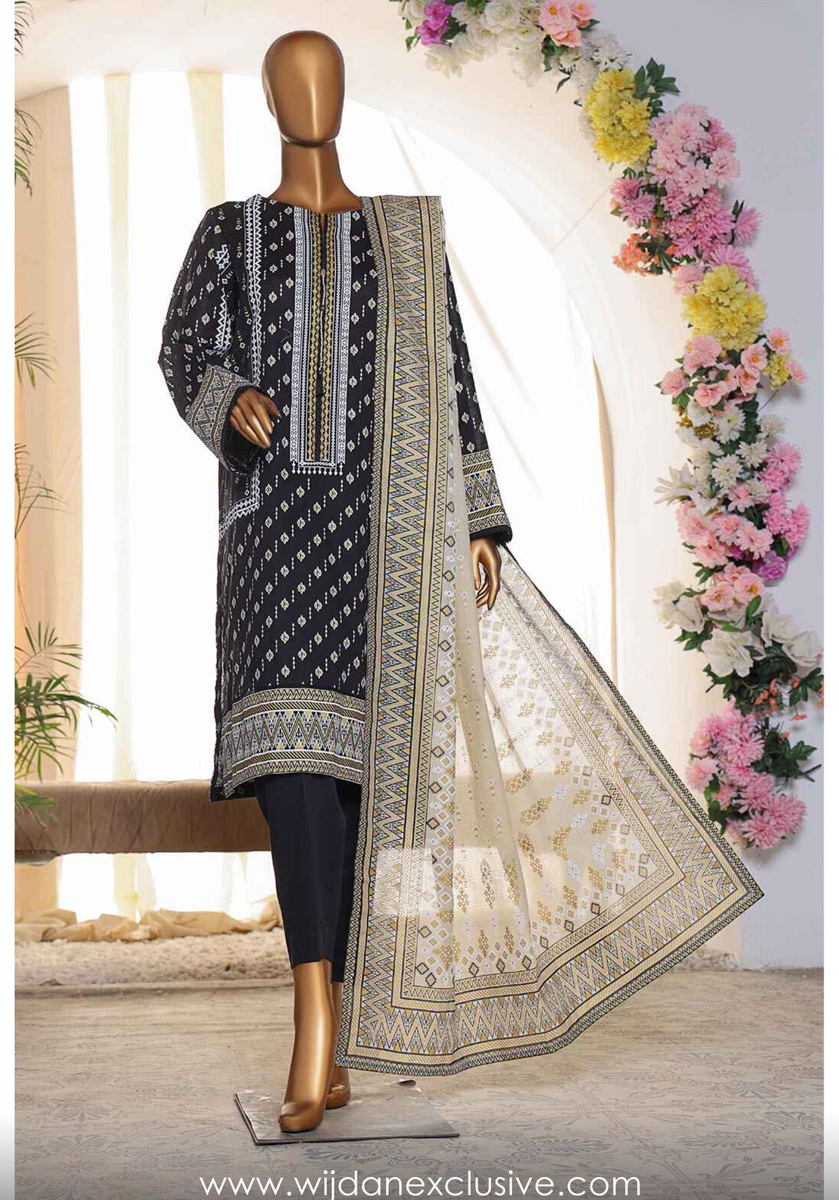 HZ Exclusive Printed Slub Lawn Collection'25 D-06