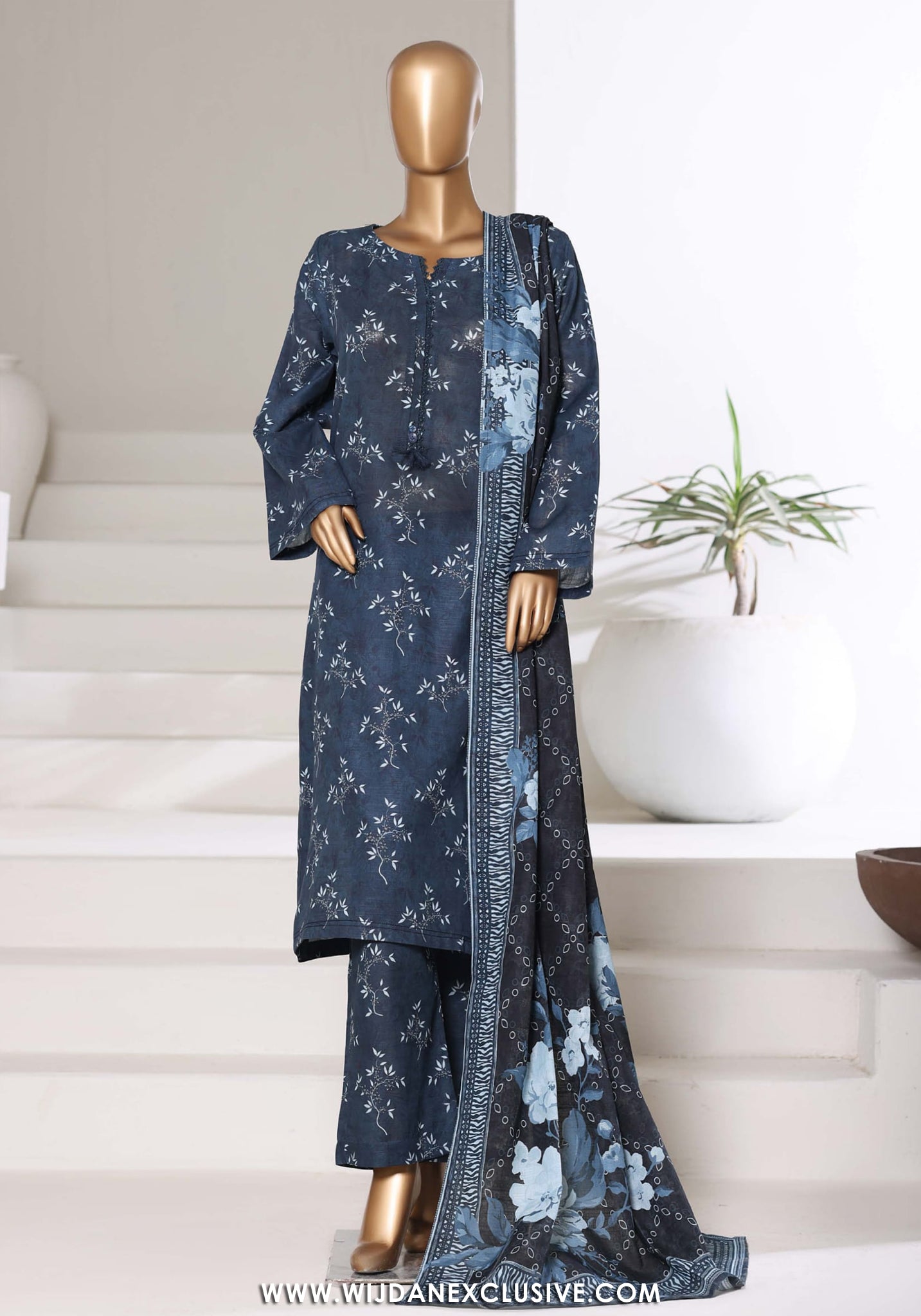 Sadabahar Stitched Printed Khaddar Vol-03 Collection - 2025 (BLUE)