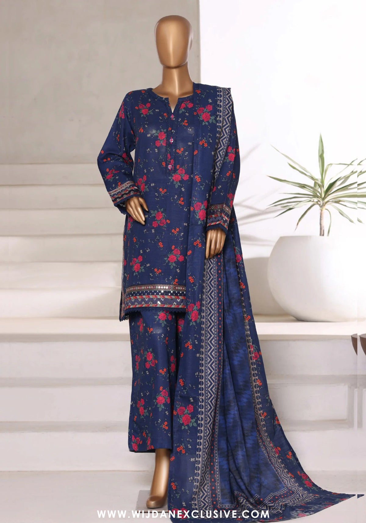 Sadabahar Malika Stitched Embroidered Khaddar Collection - 2025 (BLUE)