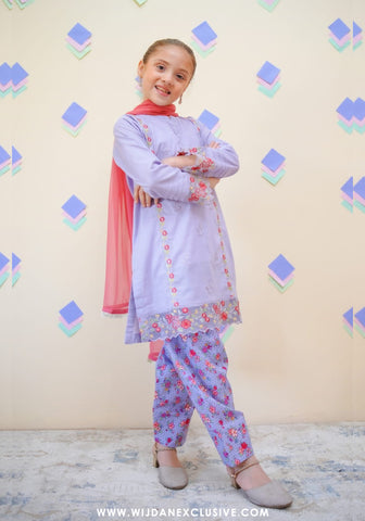 Shanzey Stitched Kids Embroidered Farshi Edit - 2025 (BRIGHT LILAC)