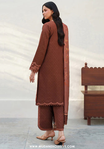 Meline by Farasha | Unstitched Premium Viscose Collection - 2025 (BROWN CLAY)