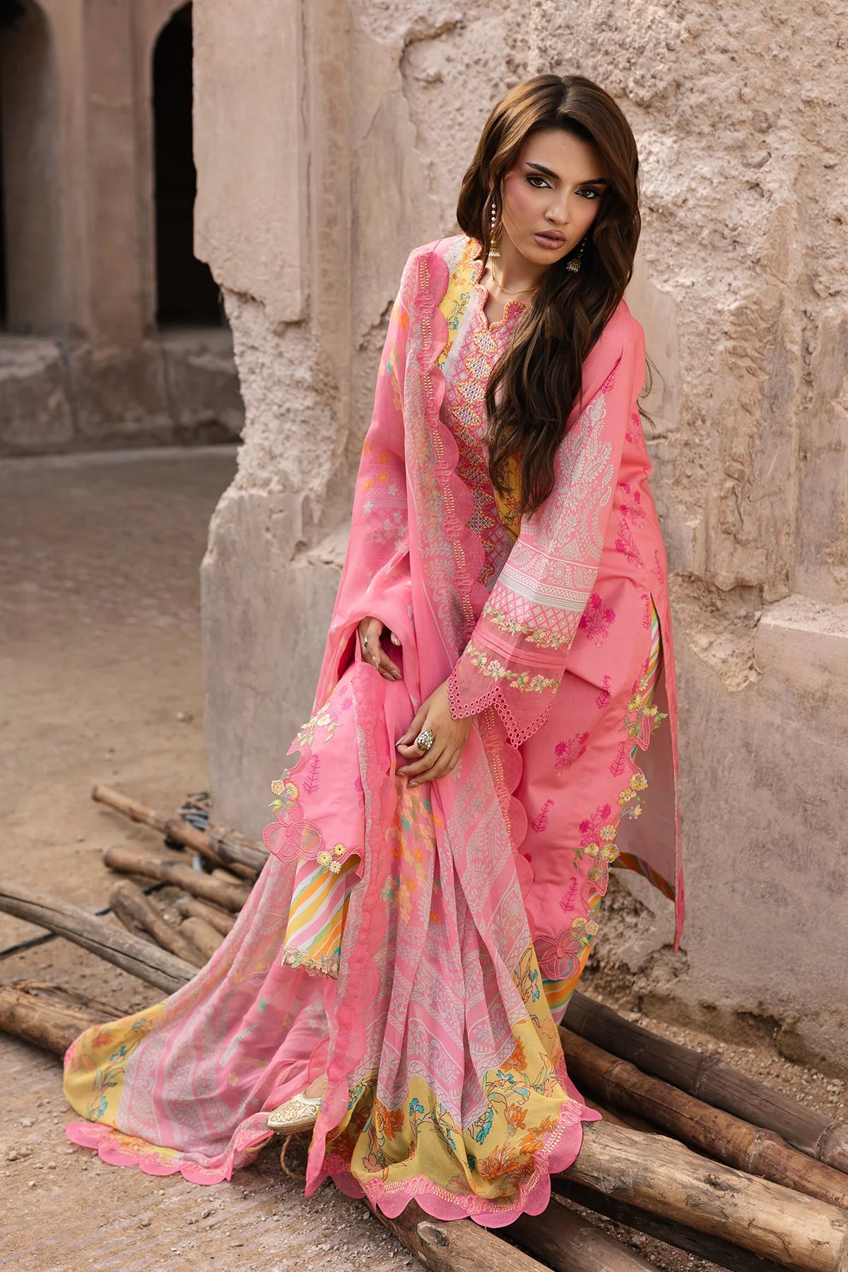 Charizma Chunri Unstitched Embroidered Lawn Vol-01 Collection - 2026 (CHN6-08)