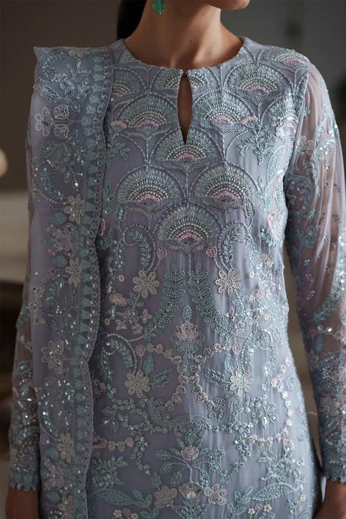 Modern Heirloom by Emaan Adeel | Unstitched Emb Chiffon Formal'26 (BLUE VERSE)