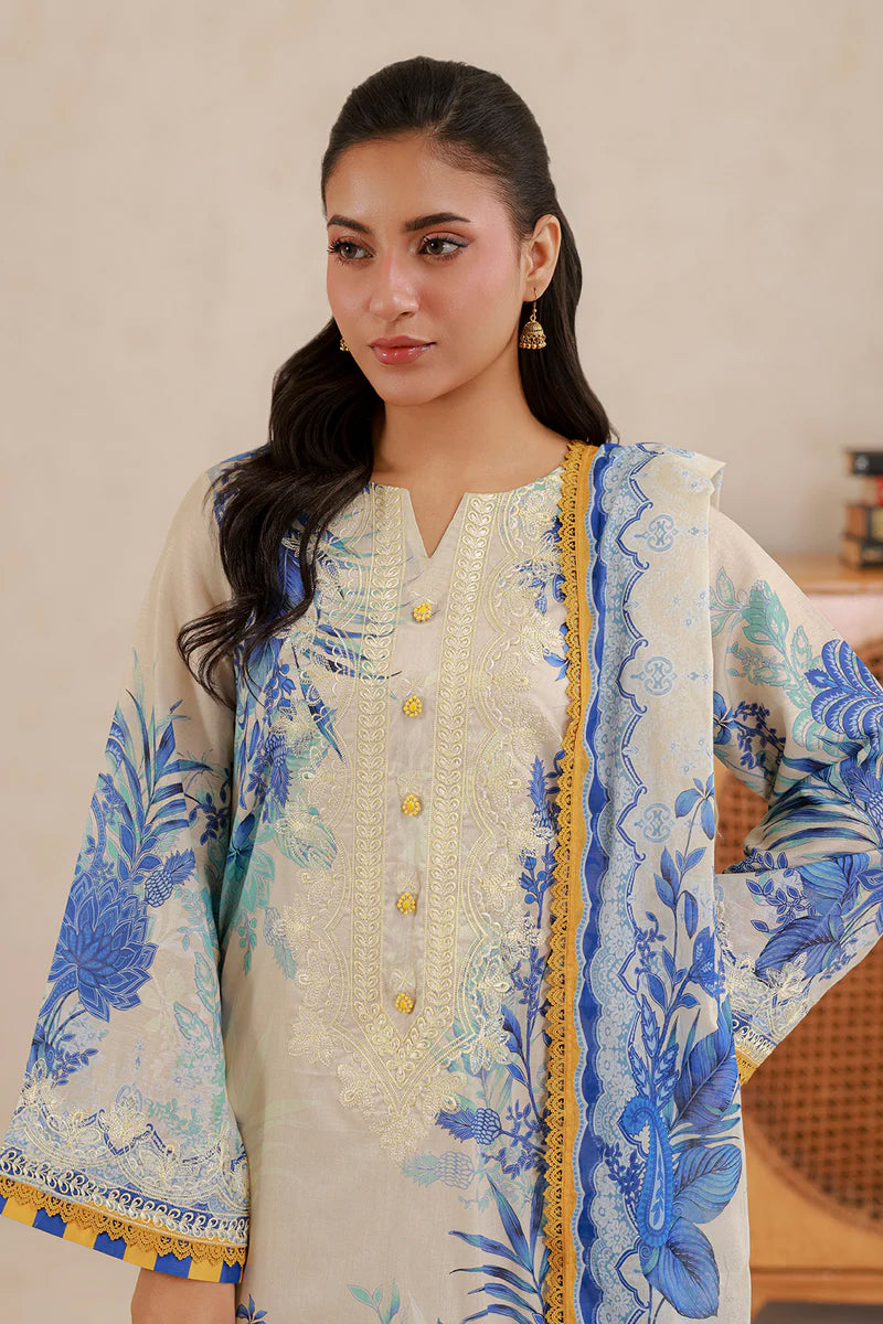Zellburry Unstitched 3pc Printed & Embroidered Lawn Collection - 2026 (WUS-  0705)