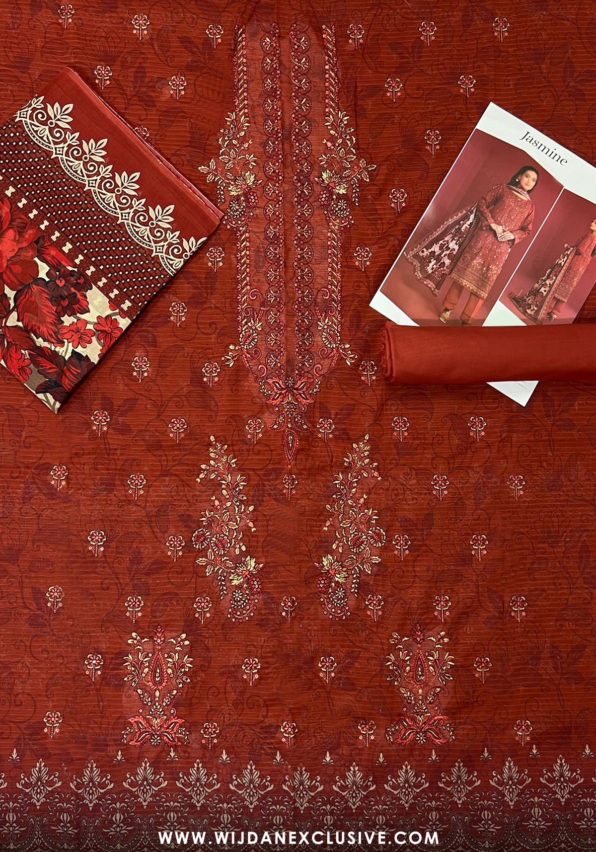 Jasmine Unstitched Doriya Digital Embroidered Lawn - 2025 by Wijdan D-09