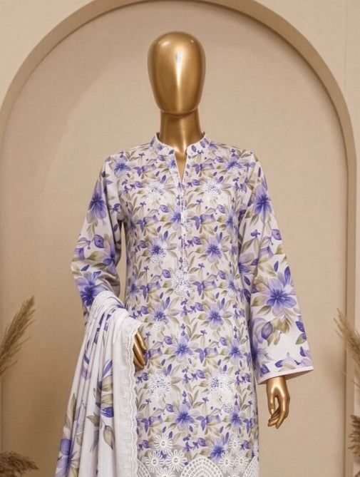 Libas e Khas 3pc Unstitched Embroidered Lawn Collection - 2026 (D-07)