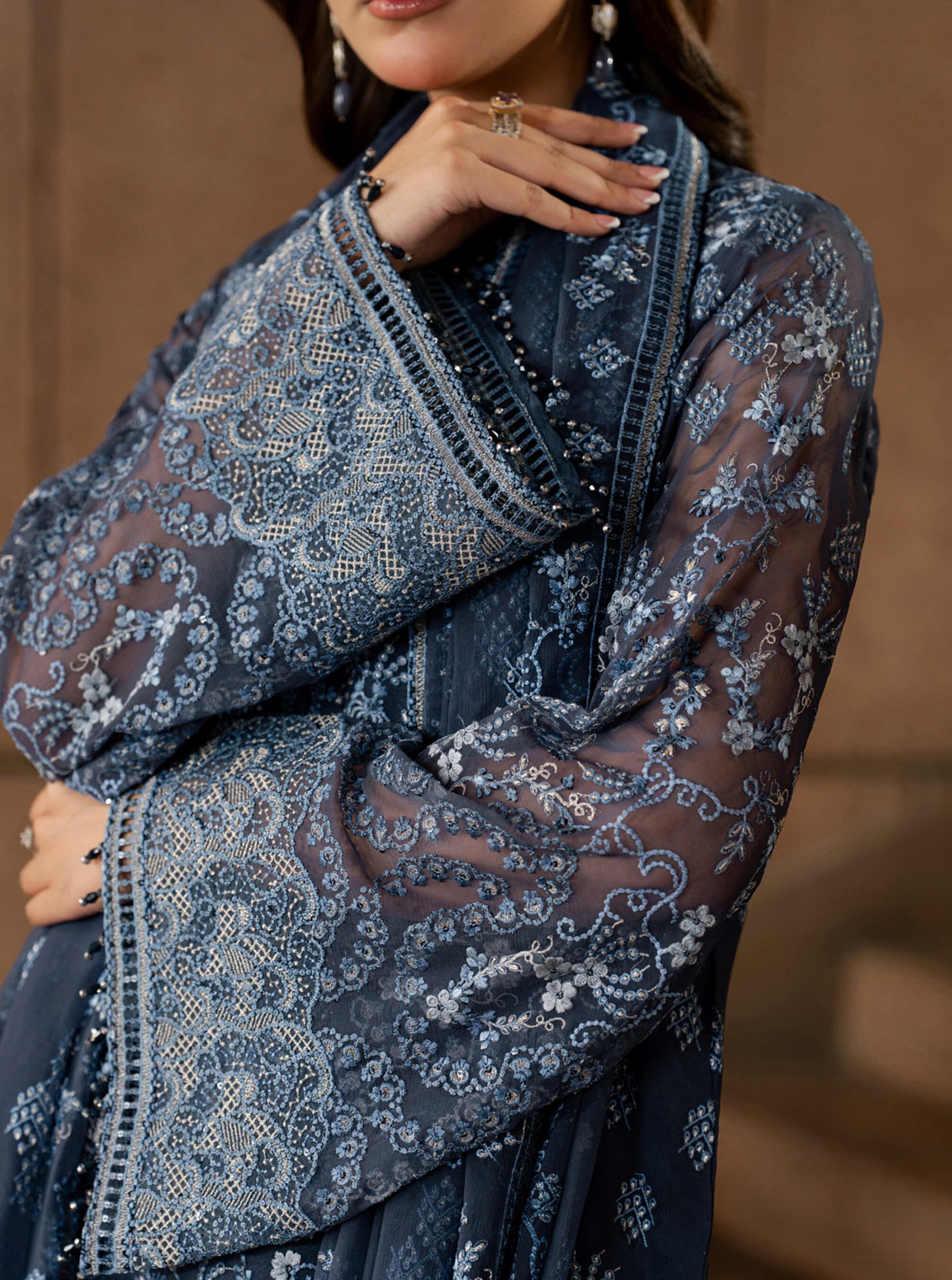Lazawal by Lamisah | Unstitched Embroidered Formal Chiffon Collection - 2026 (SAPPHIRE VEIL)