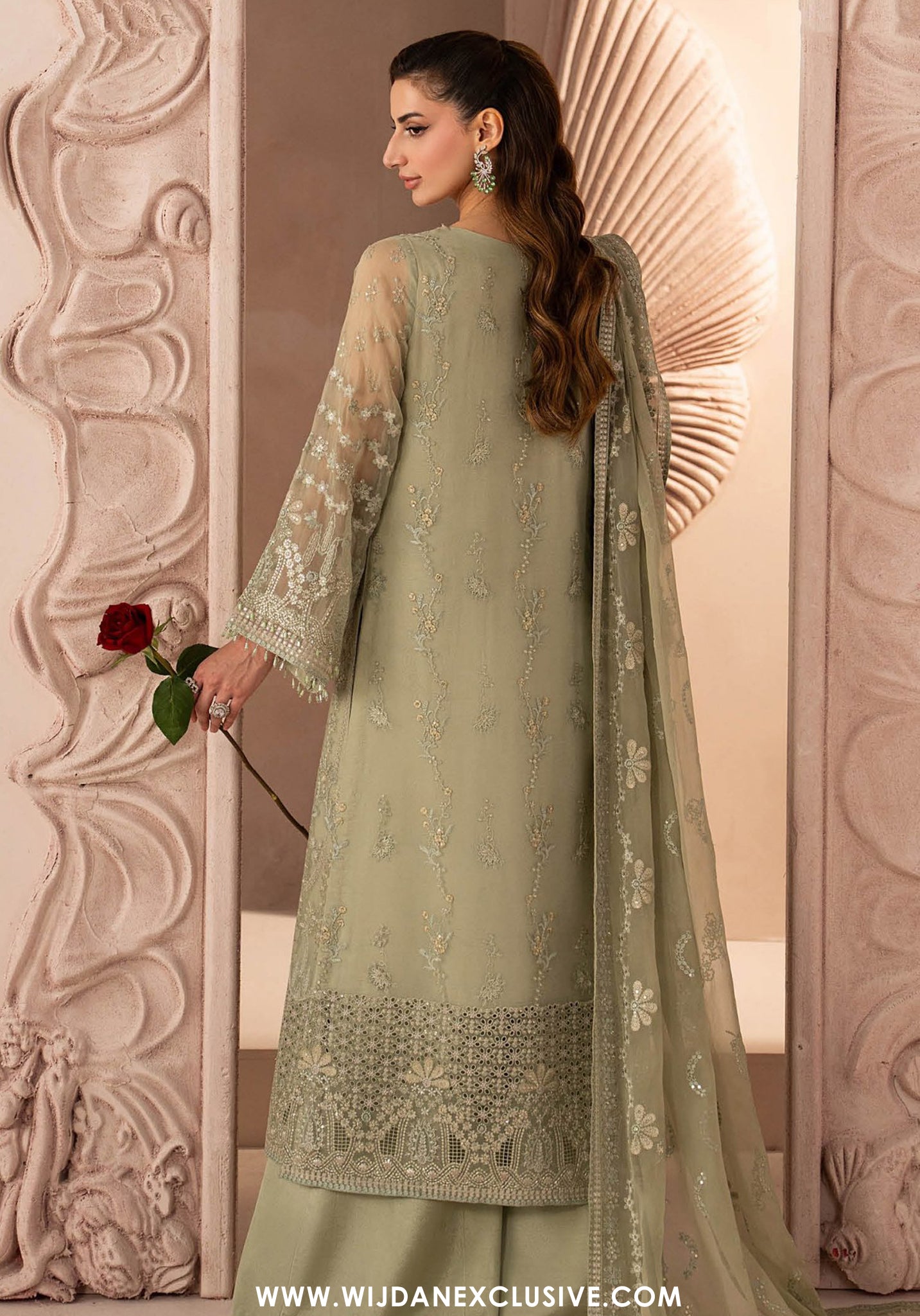 Izhar e Mohabbat by Lamisah | Unstitched Formal Chiffon Collection - 2026 (GREEN PETAL)