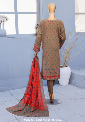 HZ Mehak Unstitched Cross Slub Embroidered Collection - 2025 MCE-3047